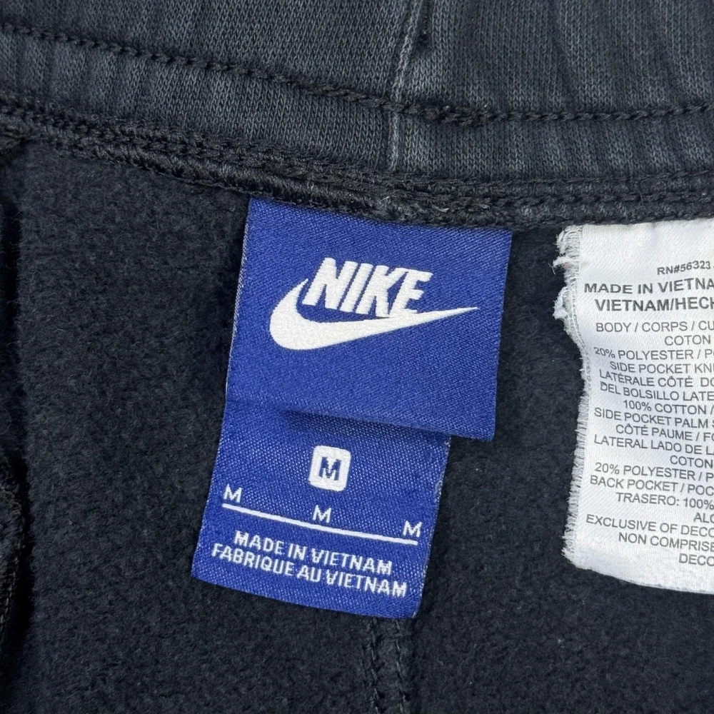 Nike Fleece Sweat Shorts Mens Medium Black Athletic Drawstring Pockets 10 Inseam